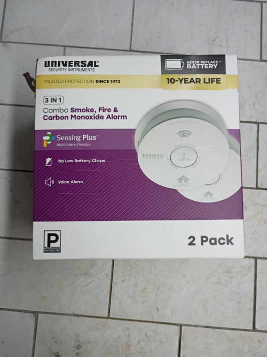 USI 2-Pack 10-Year Battery Combination Smoke and Carbon Monoxide Detector. New