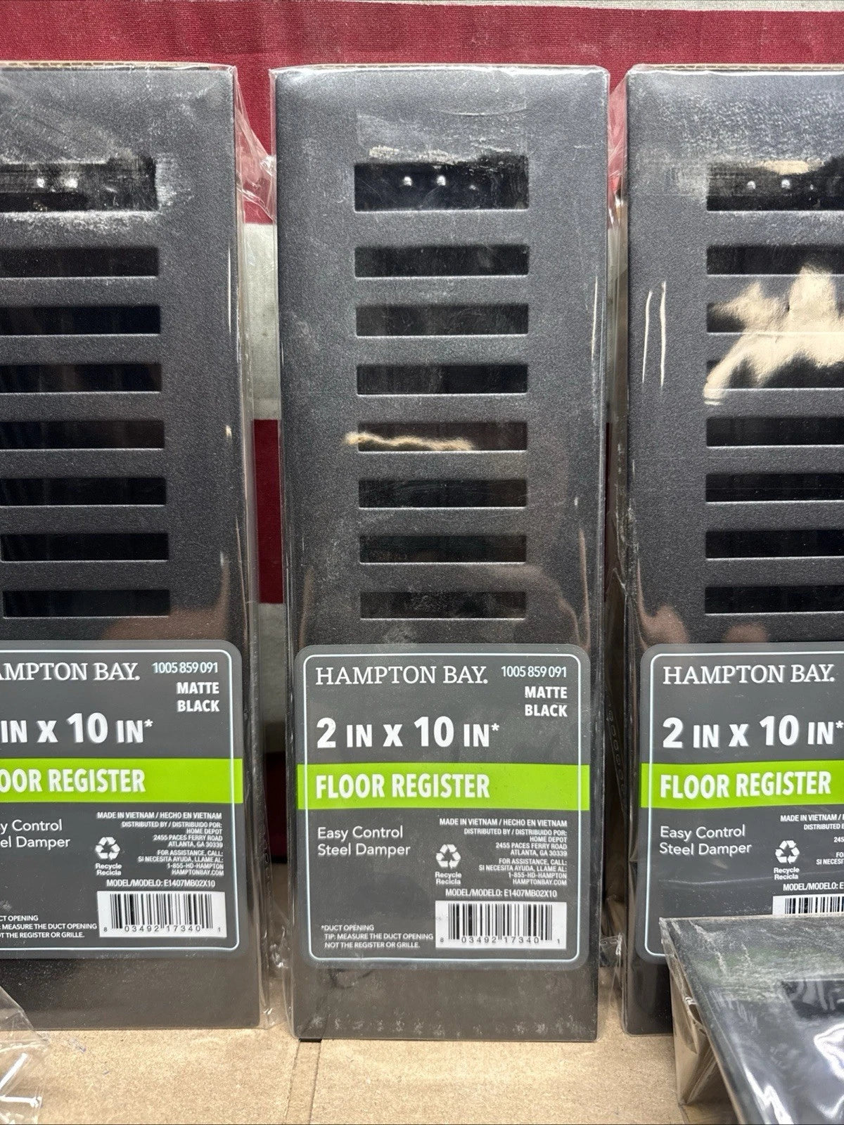 Lot Of 18 Hampton Bay 2 in. x 10 in. New York Modern Floor Register Matte Black
