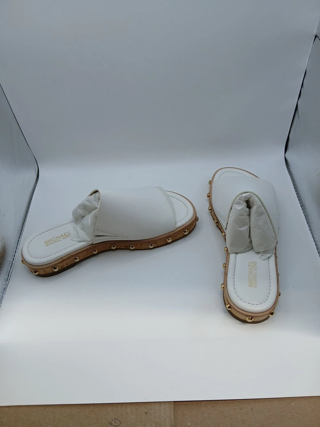 Michael Kors Ellen Slide Leather White Size 5.5