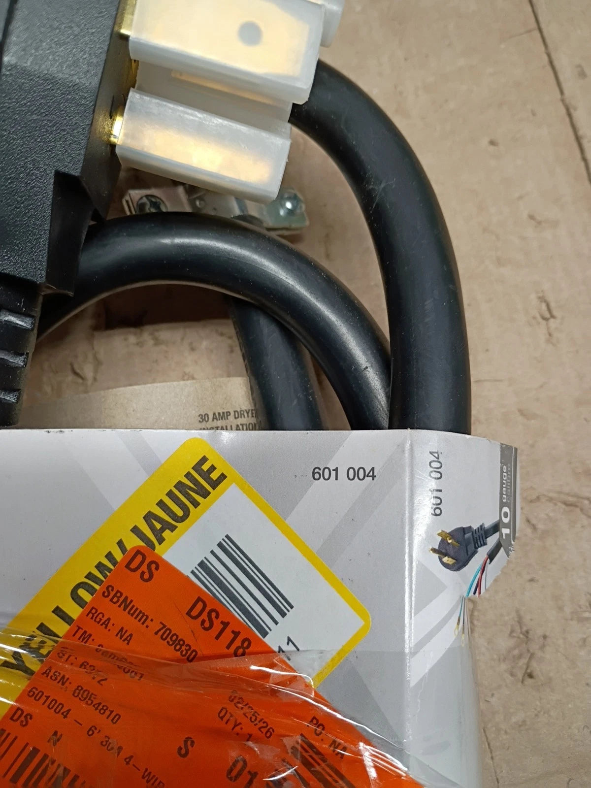 6pck HDX HD#601-004 6 ft. 10/4 30 Amp 4-Prong Dryer Power Cord, Open Box,