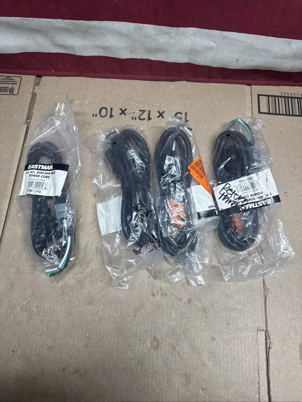 Lot Of 4 Eastman 5 Ft. 4in. Dishwasher Power Cord 69011HD M1