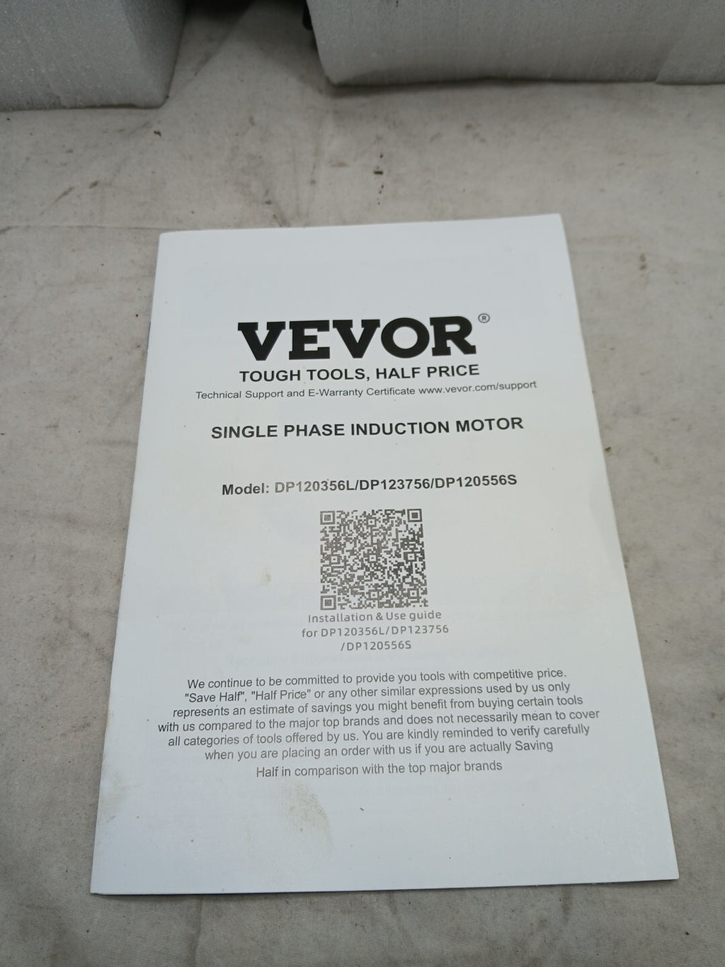 Induction  motor Model #DP120356l  VEVOR NEW OB Tested Work Great