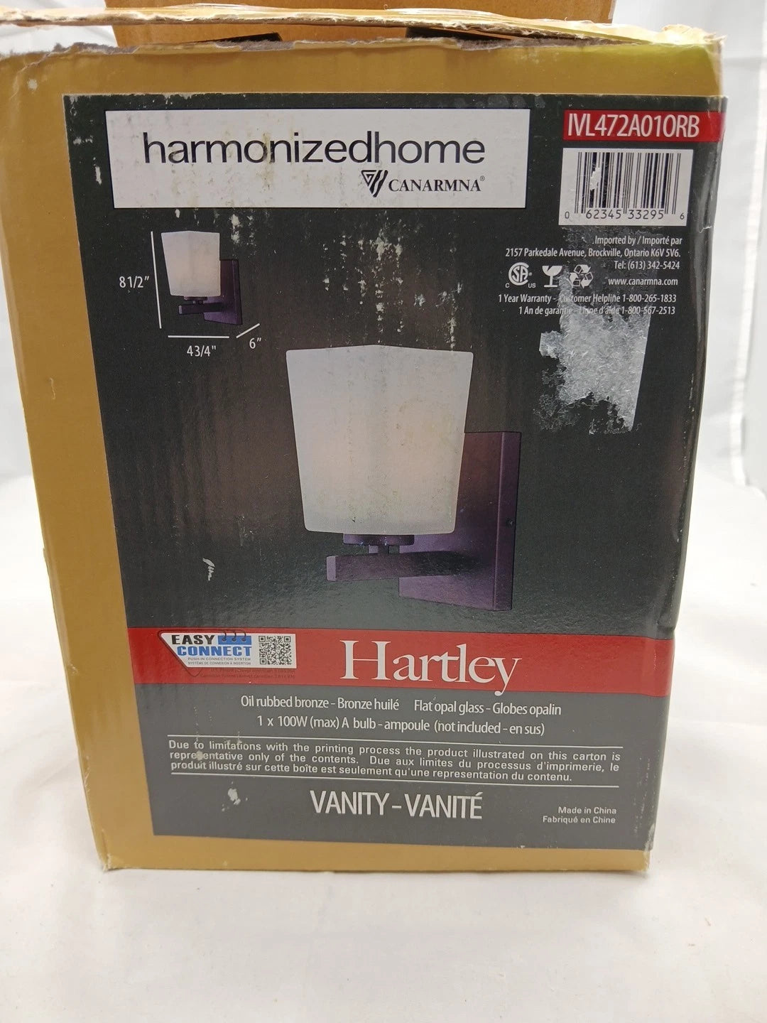 Canarm Hartley 1 Light 6" Vanity, Oil Rubbed Bronze - IVL472A01ORB