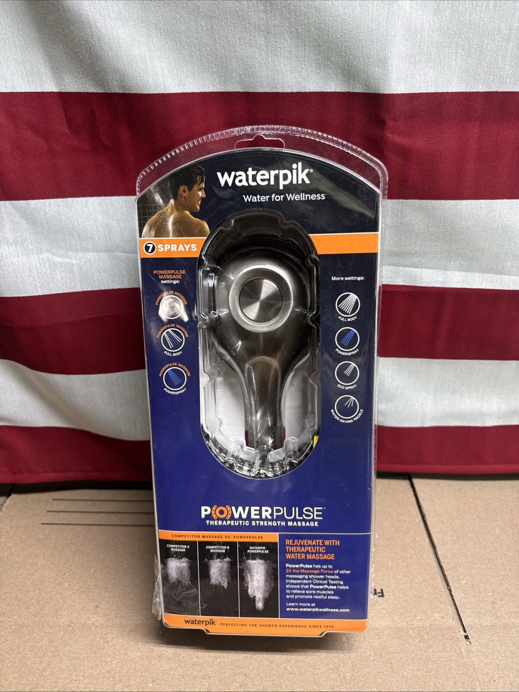 Waterpik PowerPulse Massage Hand Held Shower Head Brushed Nickel 7 Settings OB