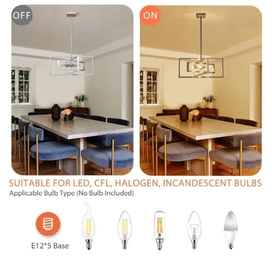 5-Light Modern Brushed Nickel Chandelier 22" Semi Flush Mount Ceiling Light...