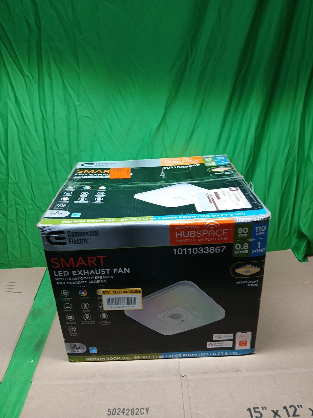 Commercial Electric 80 /110 CFM Ceiling Mount Room Side Installation Smart.