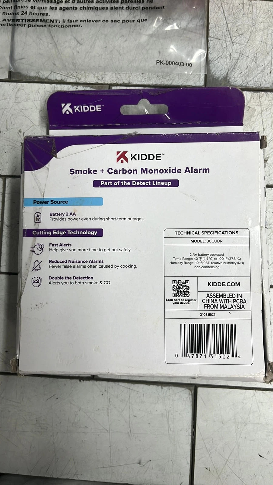 Kidde (30CUDR) AA Battery Powered Smoke & Carbon Monoxide Detector new open box