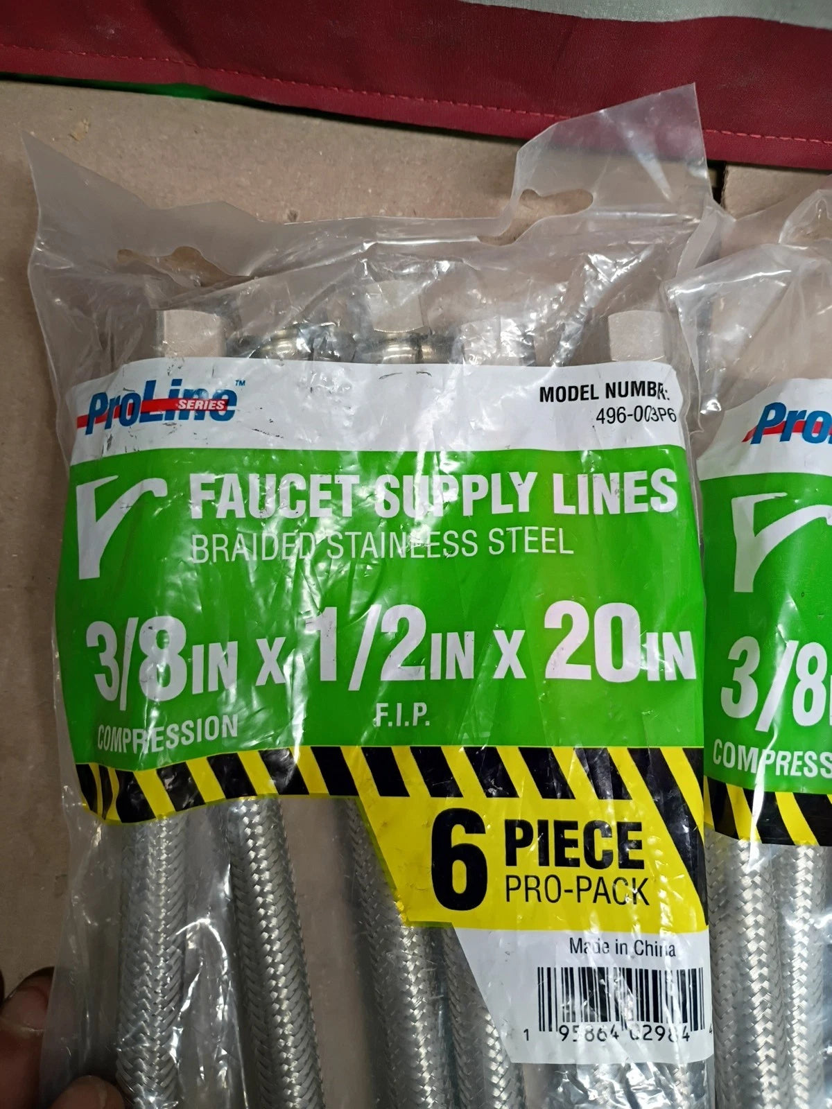 18pk ProLine 496-003P6, 3/8"X 1/2" FIP 20" Stainless Faucet Supply Line ,Openbox