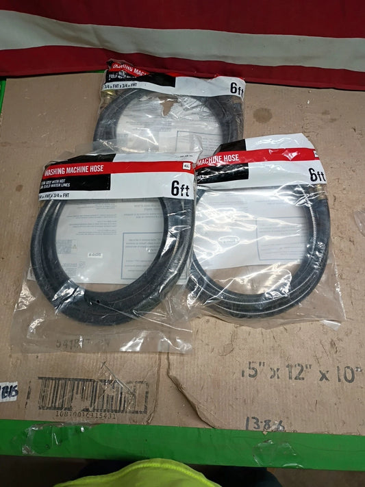 3-PK Everbilt 1001298165 Washing Machine Fill Hose 3/4" FHT x 3/4" FHT x 72", OB