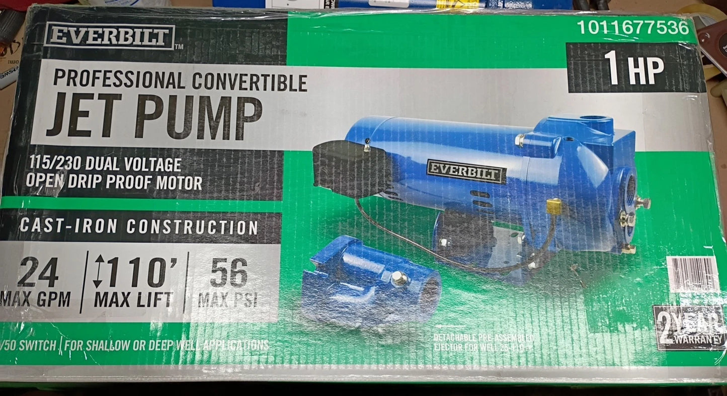 Everbilt HDCWJ10, 1 HP Professional Convertible Jet Pump 24 GPM *FOR PARTS*
