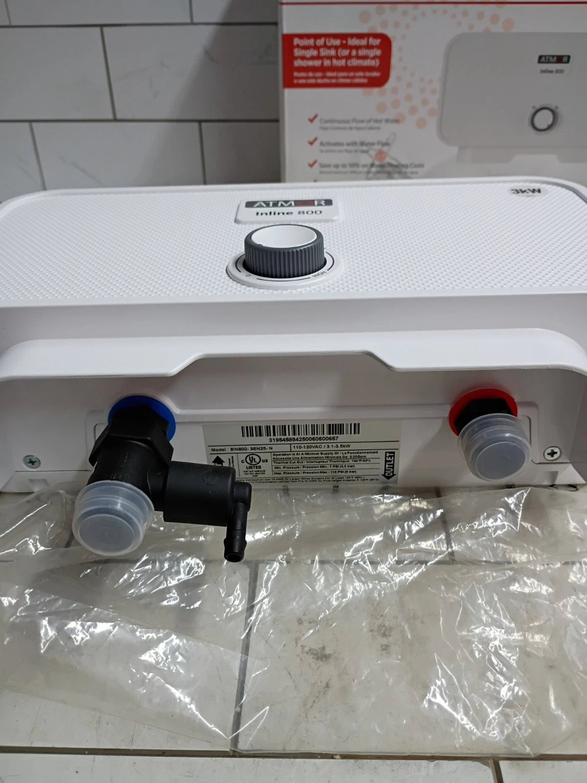 ATMOR AT-800-35 3.5kW Single Sink Electric Tankless Water Heater 120V 0.5GPM OB