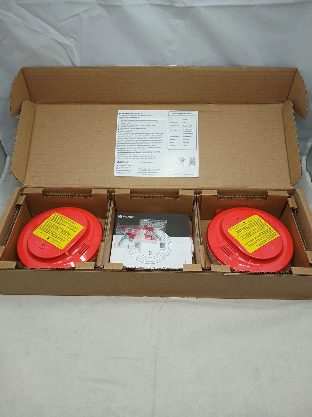 2pck Kidde Smoke Detector for Home 10-Year Battery Powered Voice Alerts 20SD10-V
