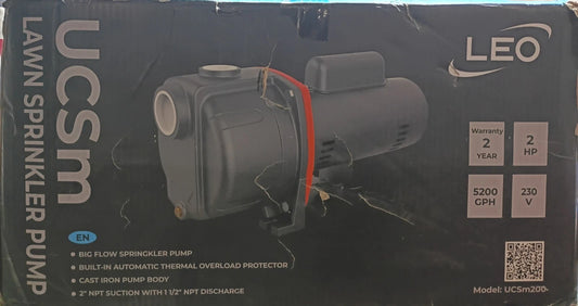 Leo UCSm200 2 hp Lawn Sparkler Pump Model Ucsm150 Open Box.