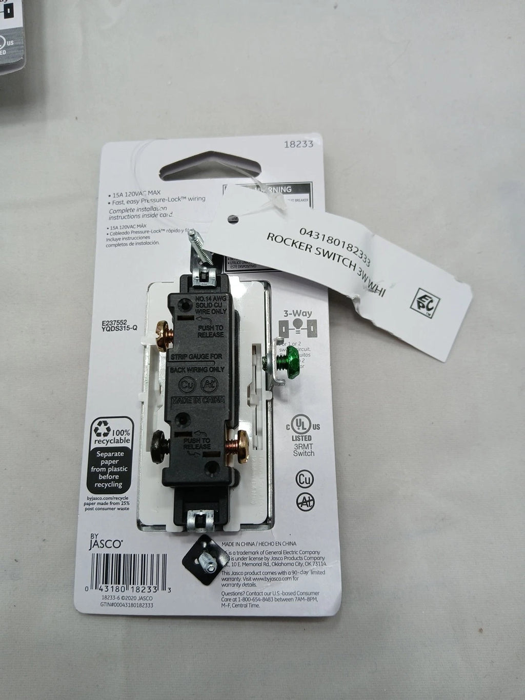 (5-pack) 25 GE ULTRAPRO GROUNDING 3 WAY PADDLE SWITCH Almond WITH EASY PRESSURE