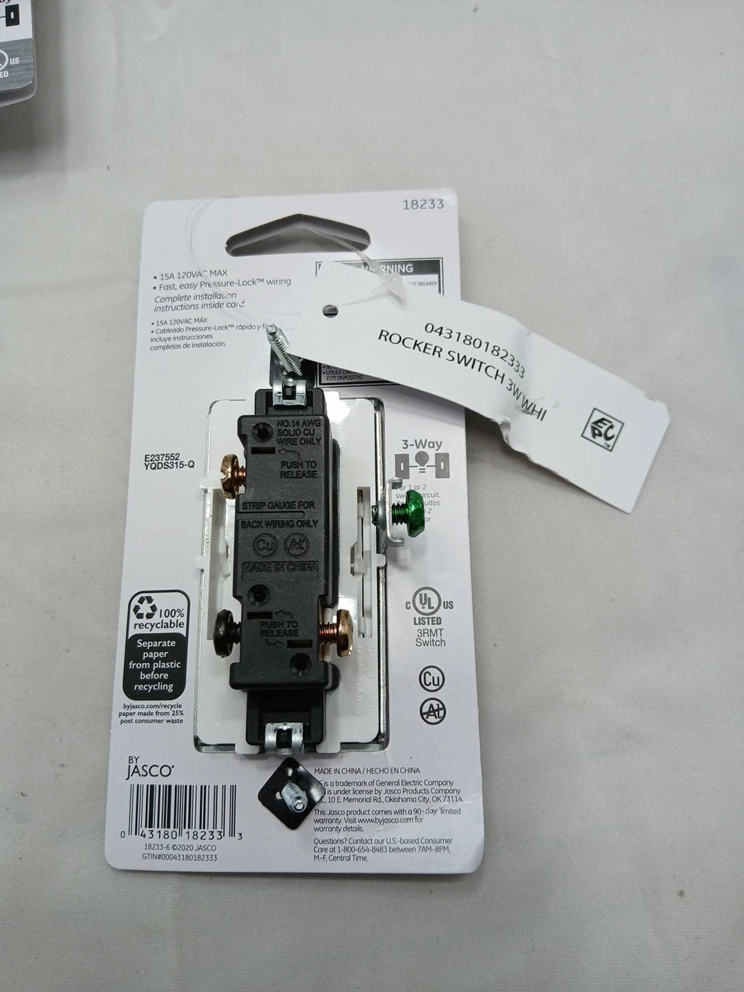 (5-pack) 25 GE ULTRAPRO GROUNDING 3 WAY PADDLE SWITCH Almond WITH EASY PRESSURE