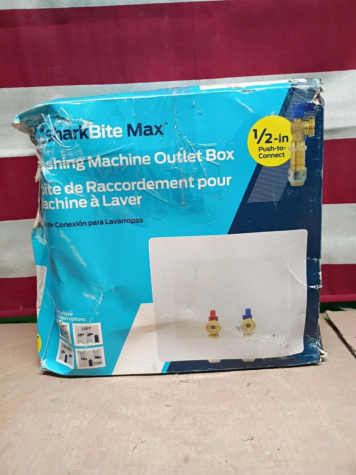 SharkBite 1/2 Inch x 3/4 Inch MHT Washing Machine Outlet Box Push to Connect NEW