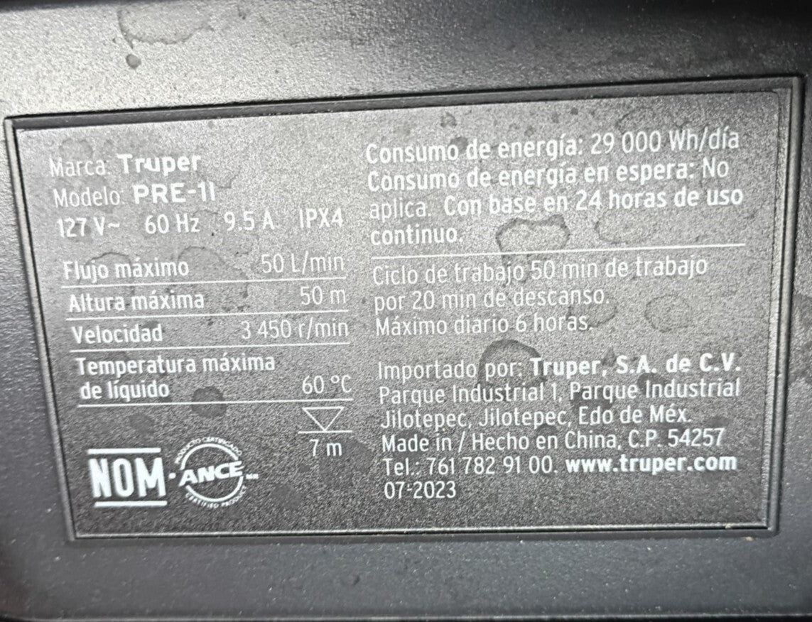 TRUPER PRE-11 Water Pressure Booster System For Parts Only