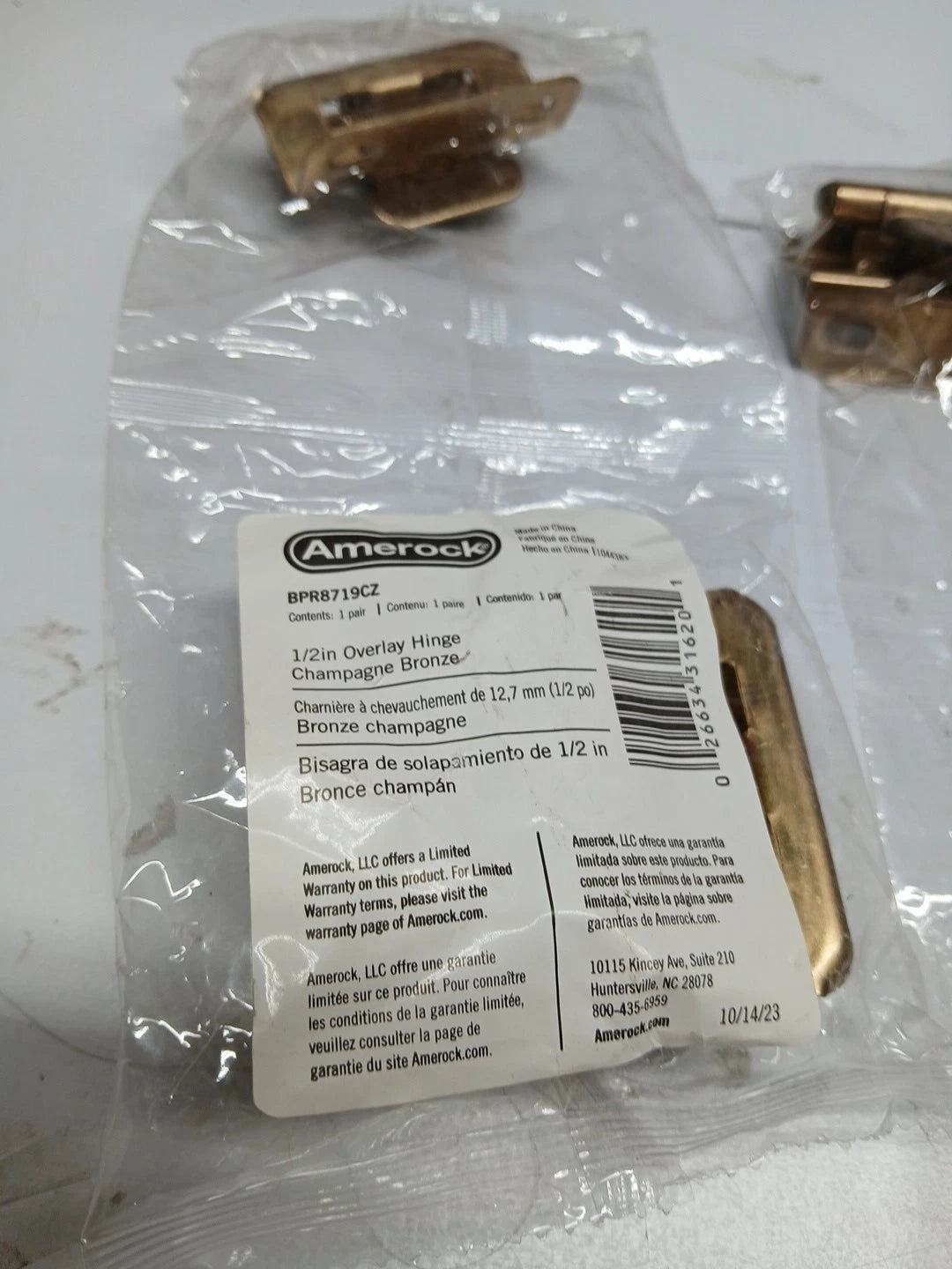 *6 PAIRS* Amerock Champagne Bronze 1/2" Demountable, Partial Wrap Cabinet Hinge