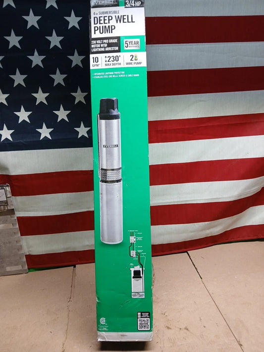 EVERBILT 3/4 HP 4" 10GPM 2 WIRE SUBMERSIBLE DEEP WELL PUMP 1001092261