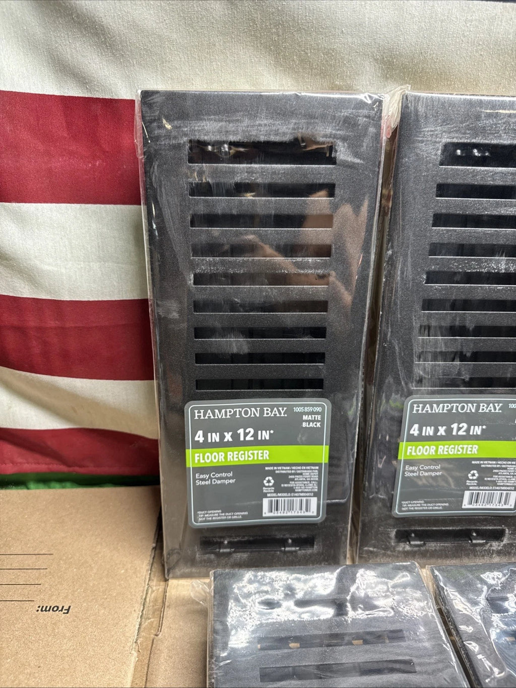 11PK Hampton Bay 4 in. x 12 in. Steel Floor Register in Matte Black Finish, NEW