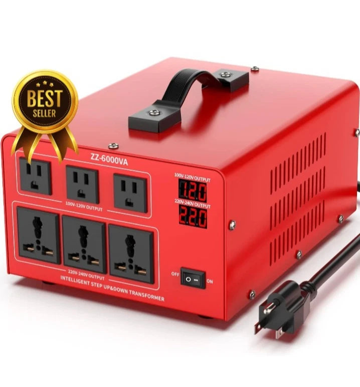 6000 Watt Voltage Converter Transformer Heavy Duty Step Up/Down Power Converter