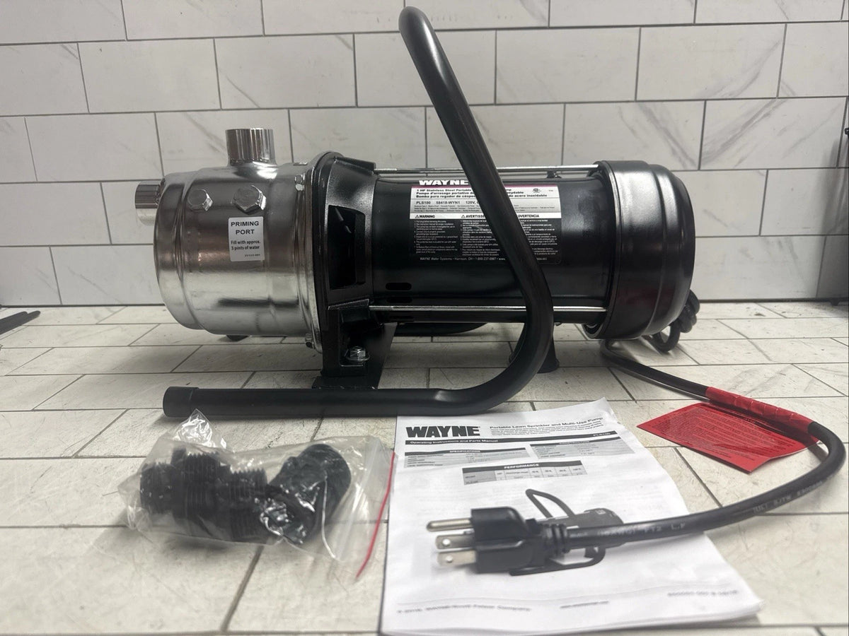 WAYNE PLS100 1 HP Portable Stainless Steel Lawn Irrigation Sprinkler Pump NOB
