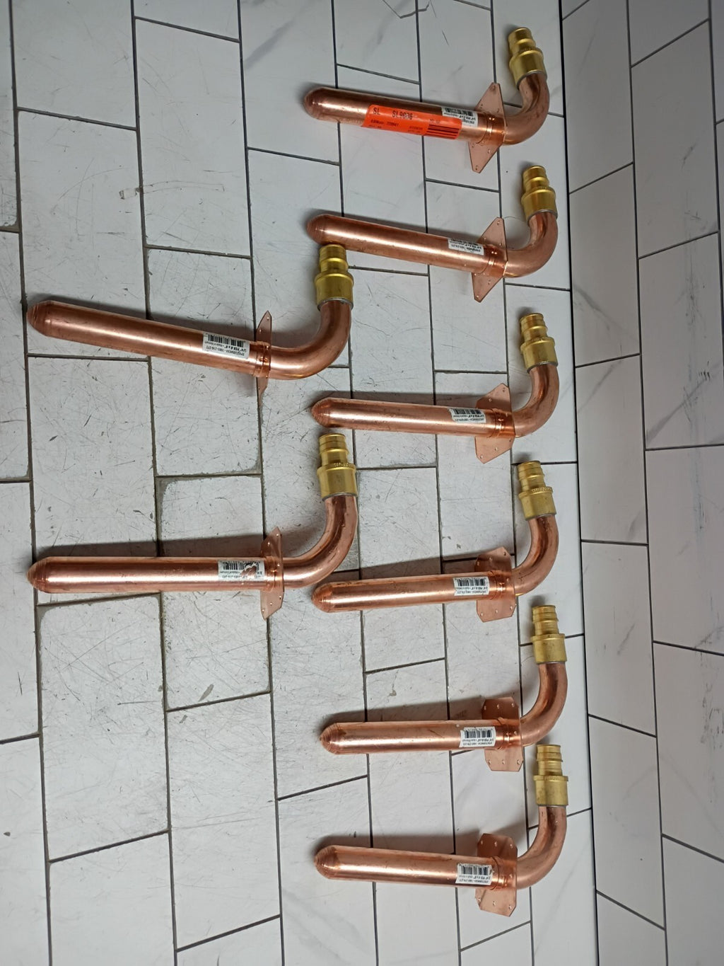 (8 Pack) Apollo 8 in. x 3/4" Copper PEX-A Barb Stub-Out 90° Elbow w/ Flange