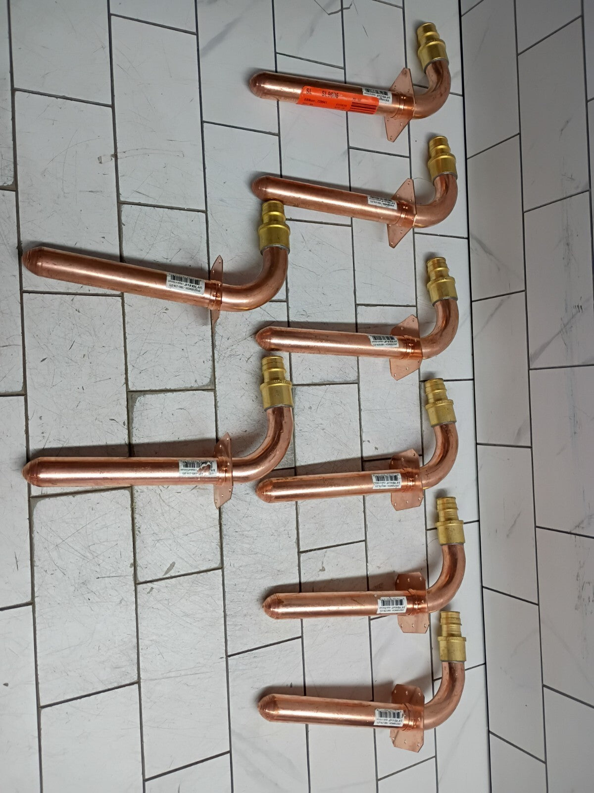 (8 Pack) Apollo 8 in. x 3/4" Copper PEX-A Barb Stub-Out 90° Elbow w/ Flange