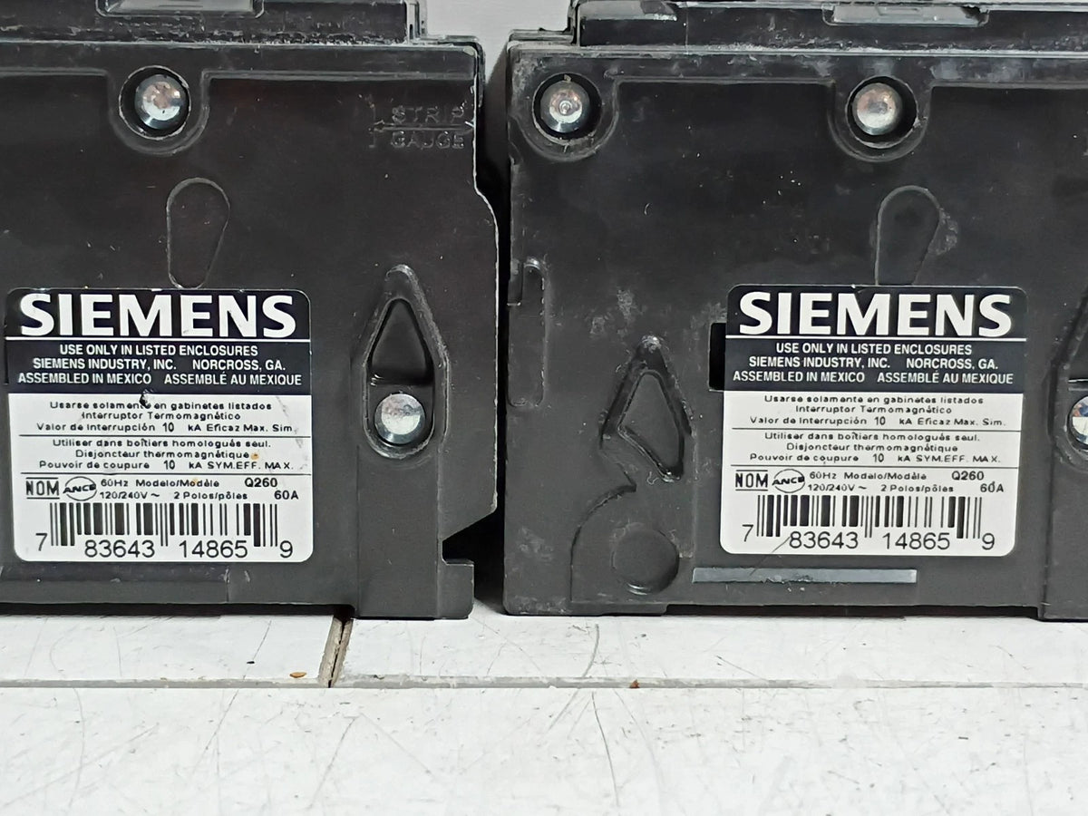 (2 Pack) Siemens Q260 60Amp 2 Pole 240V Circuit Breaker Open Box