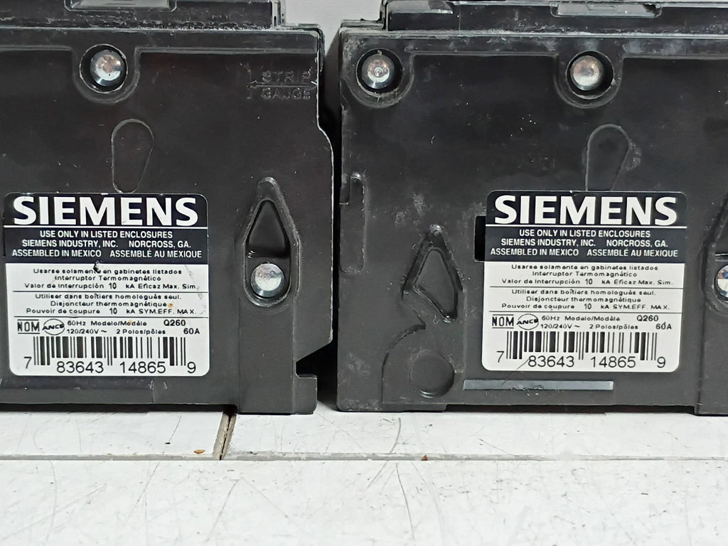 (2 Pack) Siemens Q260 60Amp 2 Pole 240V Circuit Breaker Open Box