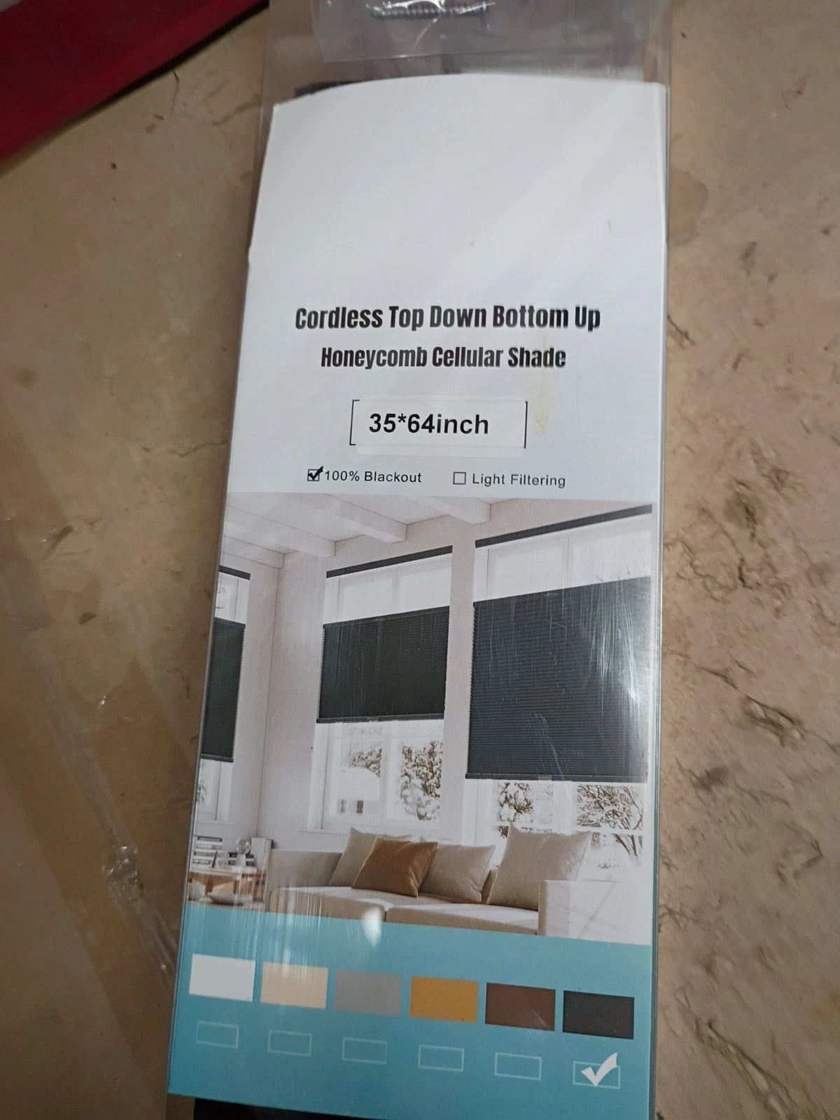 Cordless Top Down Bottom Up Honeycomb Cellular Shade Open Box