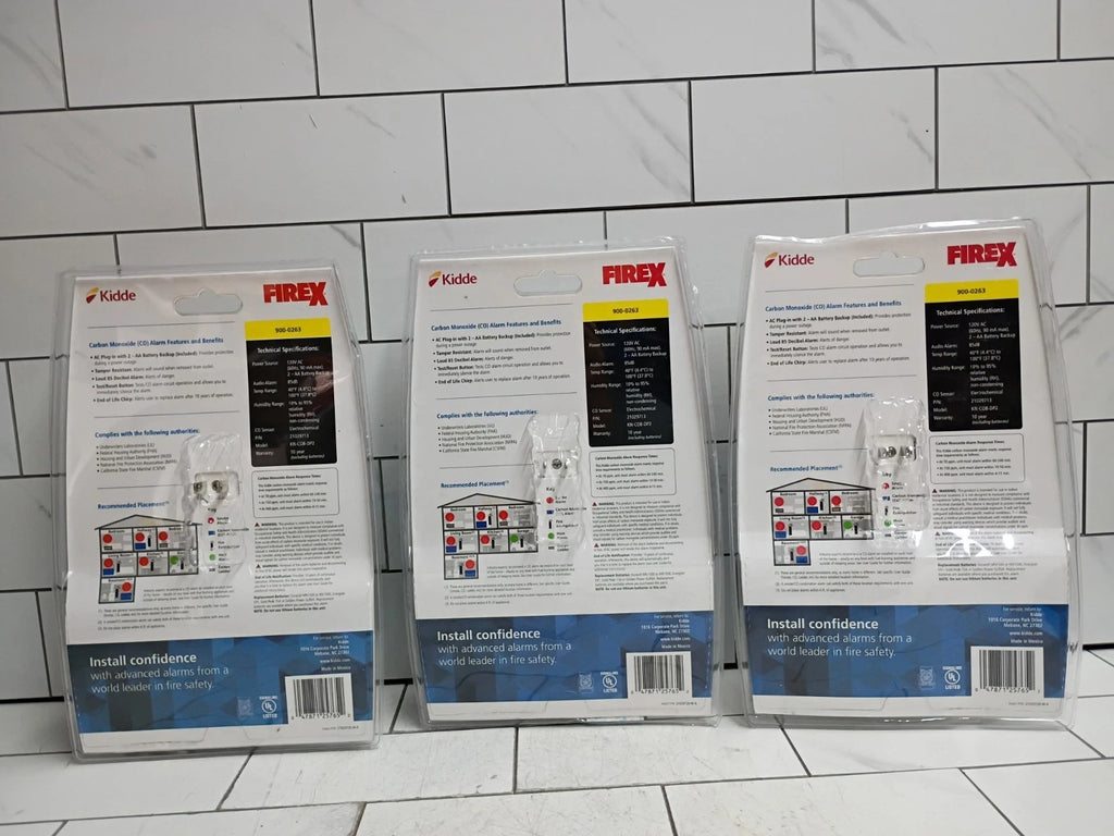 (3 Pack) Kidde 900-0263 Firex Plug-In Carbon Monoxide Detector AA Battery OB