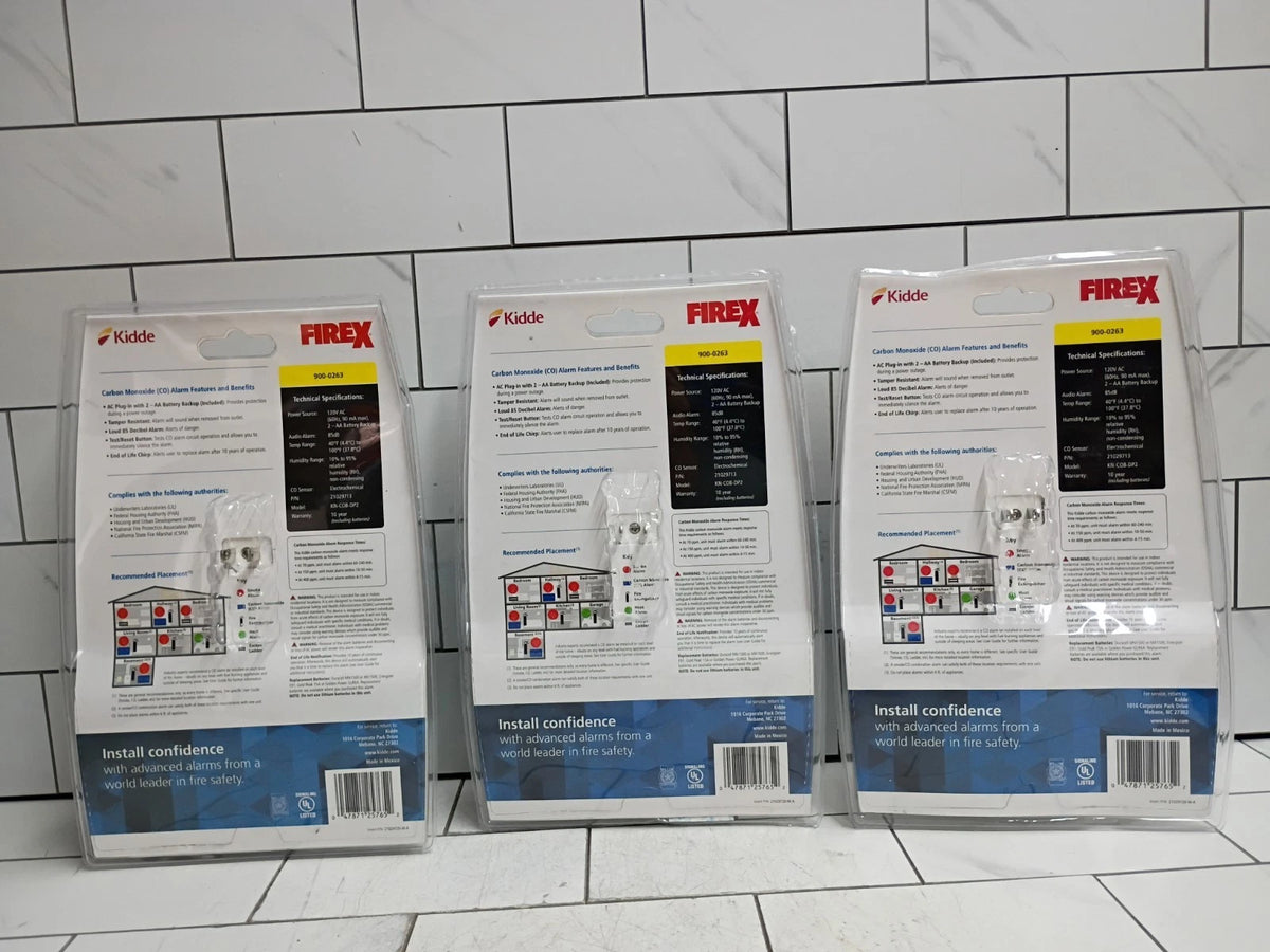 (3 Pack) Kidde 900-0263 Firex Plug-In Carbon Monoxide Detector AA Battery OB