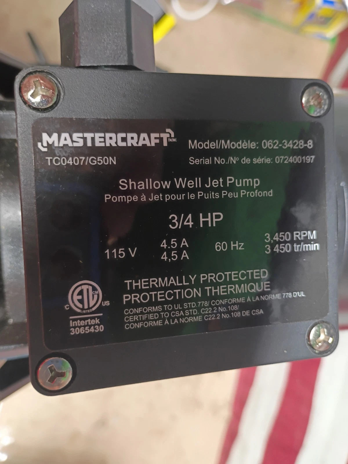 Mastercraft Shallow Well Jet Pump Open Box