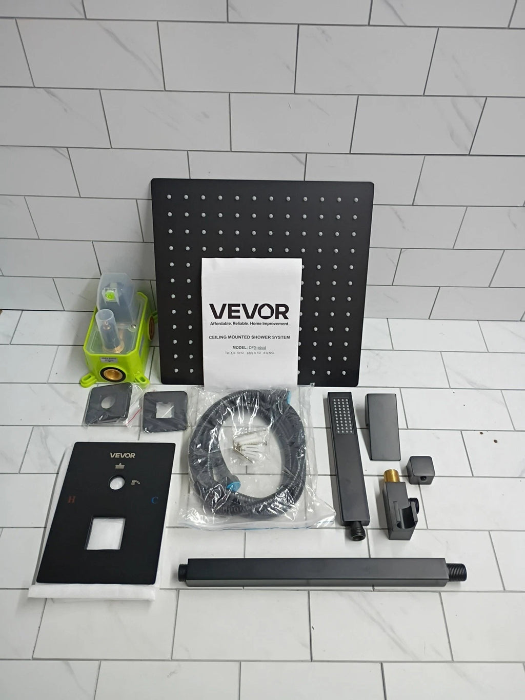 VEVOR Shower Faucet Set, 10 Inch Ceiling Mount Rainfall Shower System New OB