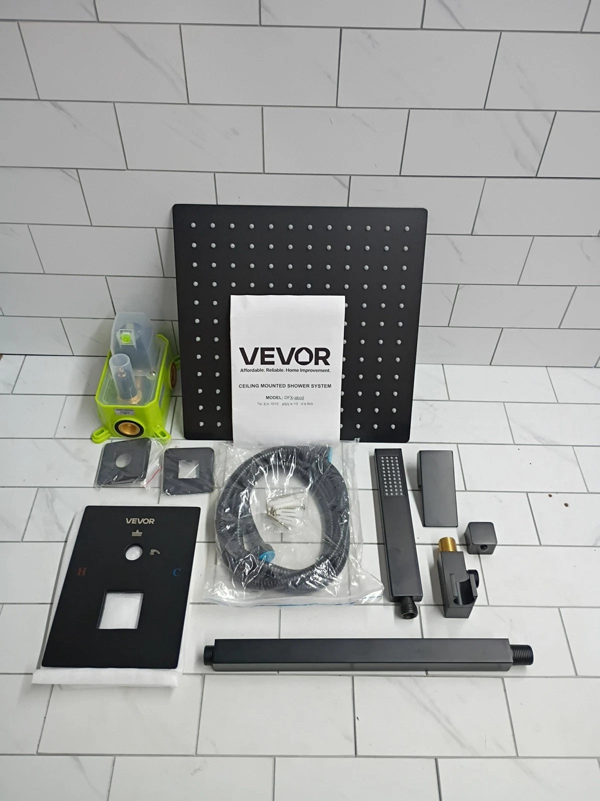 VEVOR Shower Faucet Set, 10 Inch Ceiling Mount Rainfall Shower System New OB