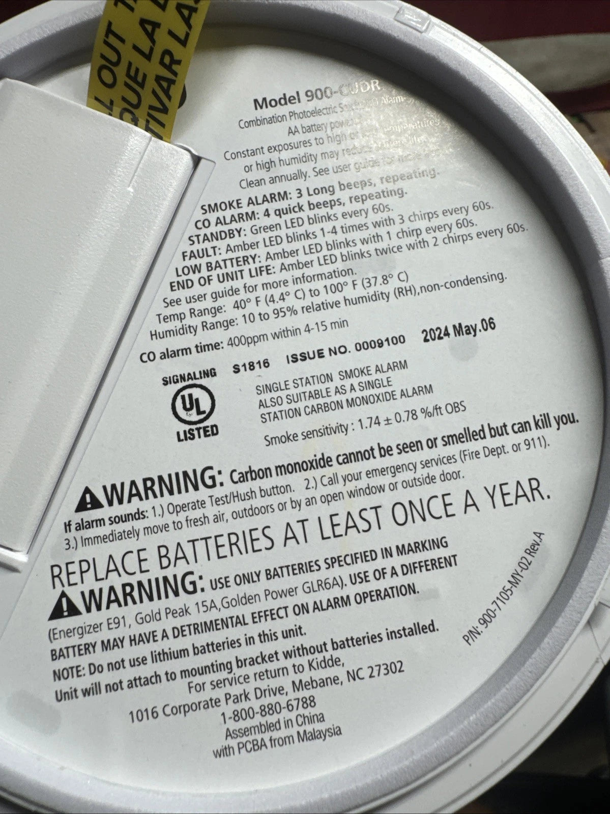 (4) Kidde Code One AA Battery Power Smoke and Carbon Monoxide Detector 900-CUDR.