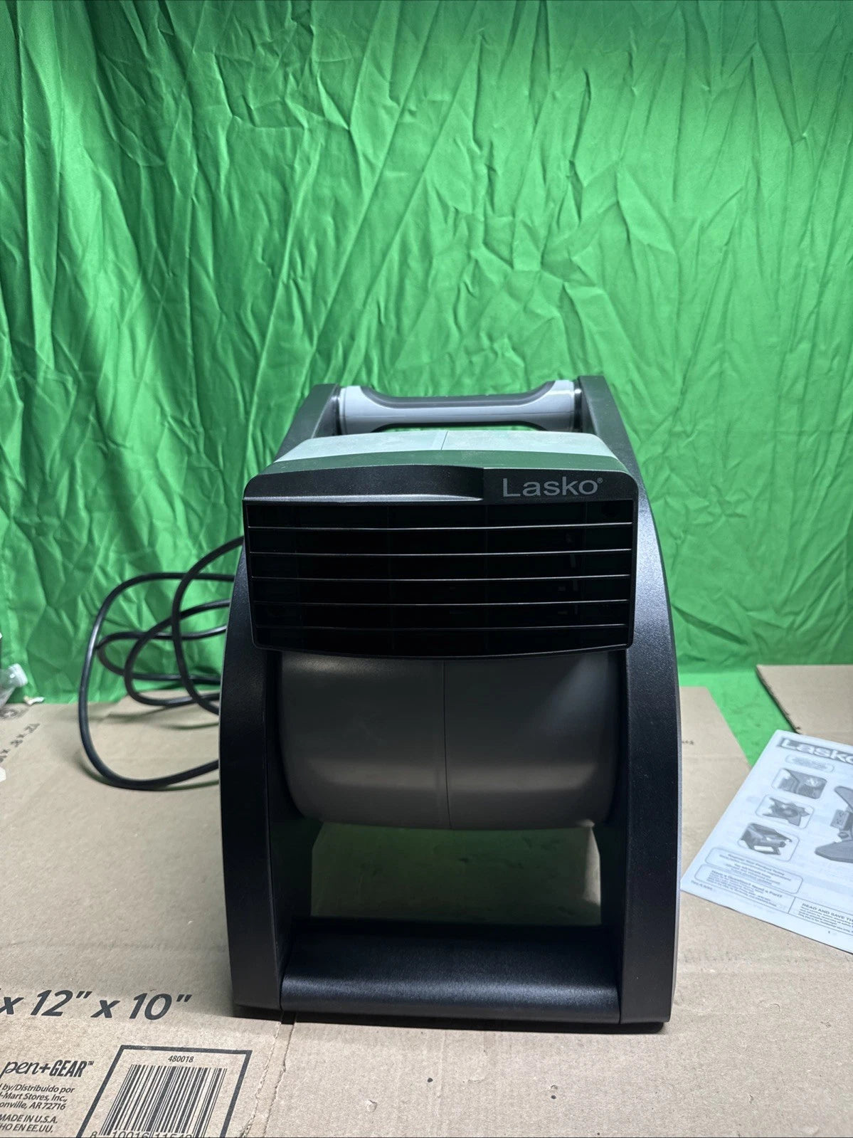 Lasko 11.2 in. 3-Speed High Velocity Pivoting Blower Fan with Outlets in Gray’