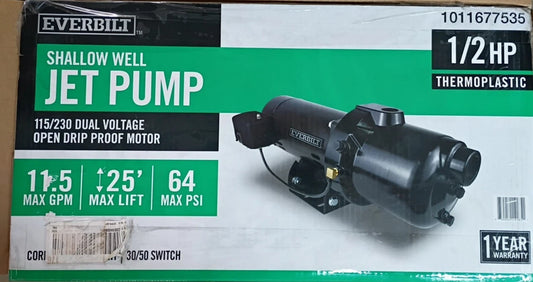 Everbilt HDSWJ5P 1/2 HP Plastic Shallow Well Jet Pump PARTS ONLY