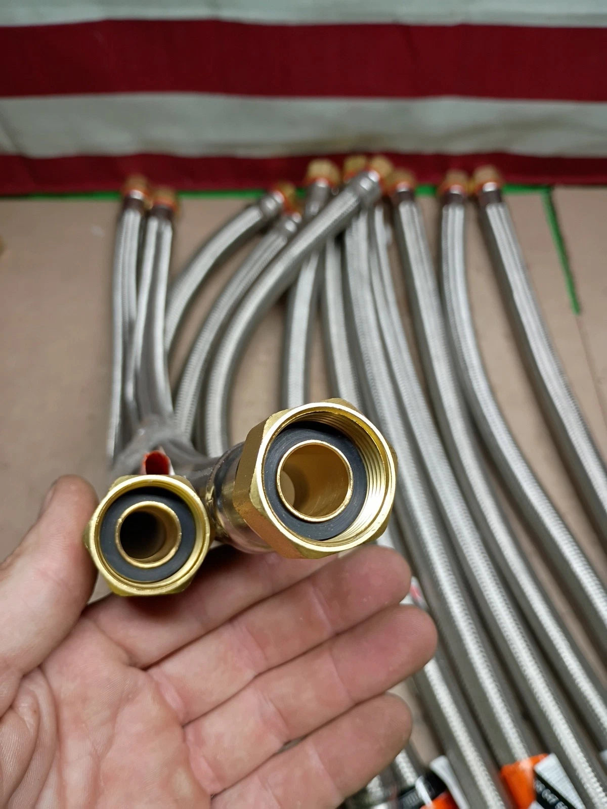 12pk 3/4" FIP x 3/4" FIP x 24" Stainless Steel Water Heater Supply Line, OB