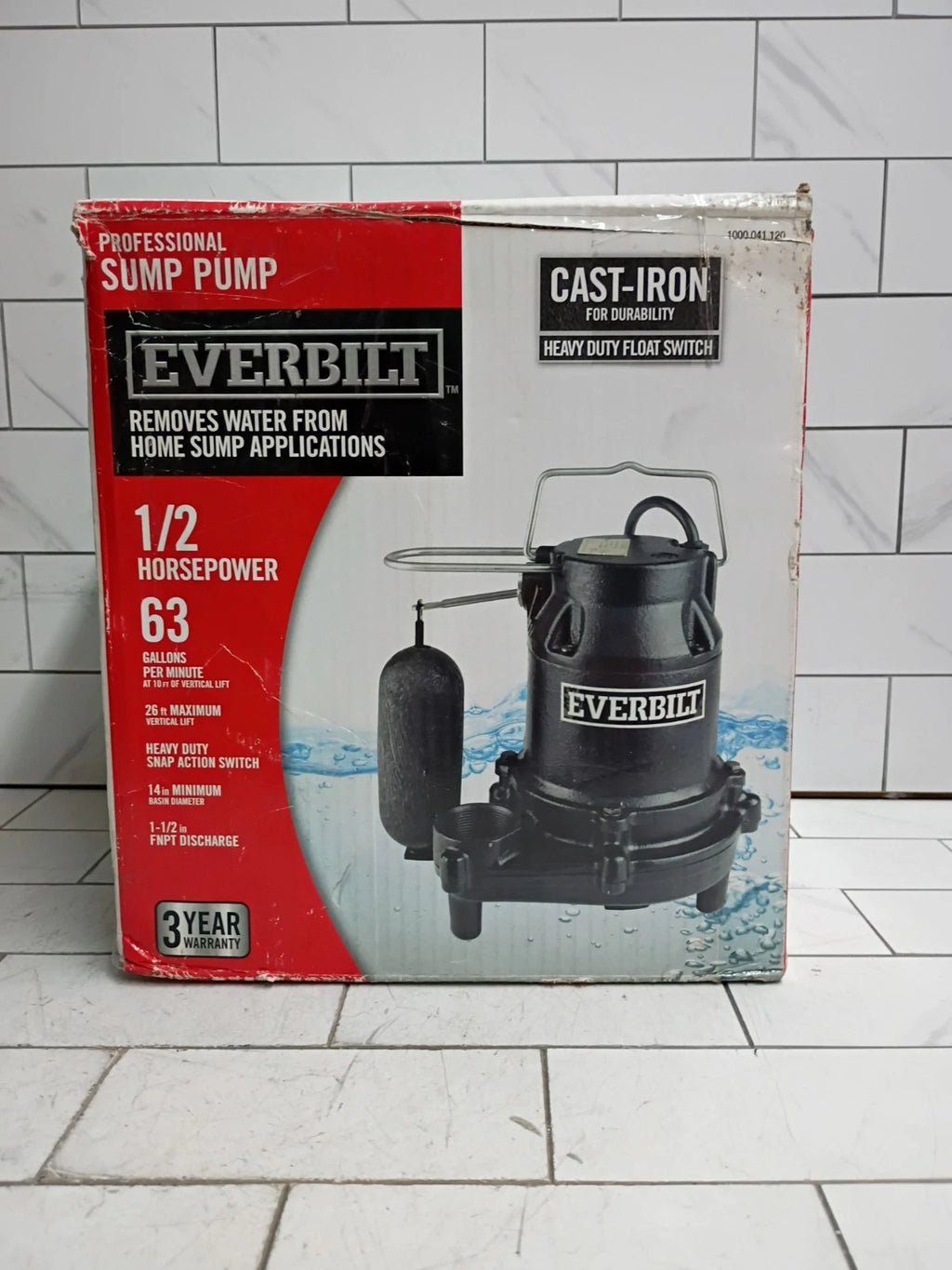 Everbilt HDS50 1/2 HP Cast Iron Submersible Sump Pump Used