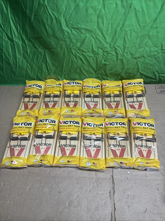 12 Pack Victor Professional Rat Trap Reusable Wood Snap 7"x3.5" New In Package l