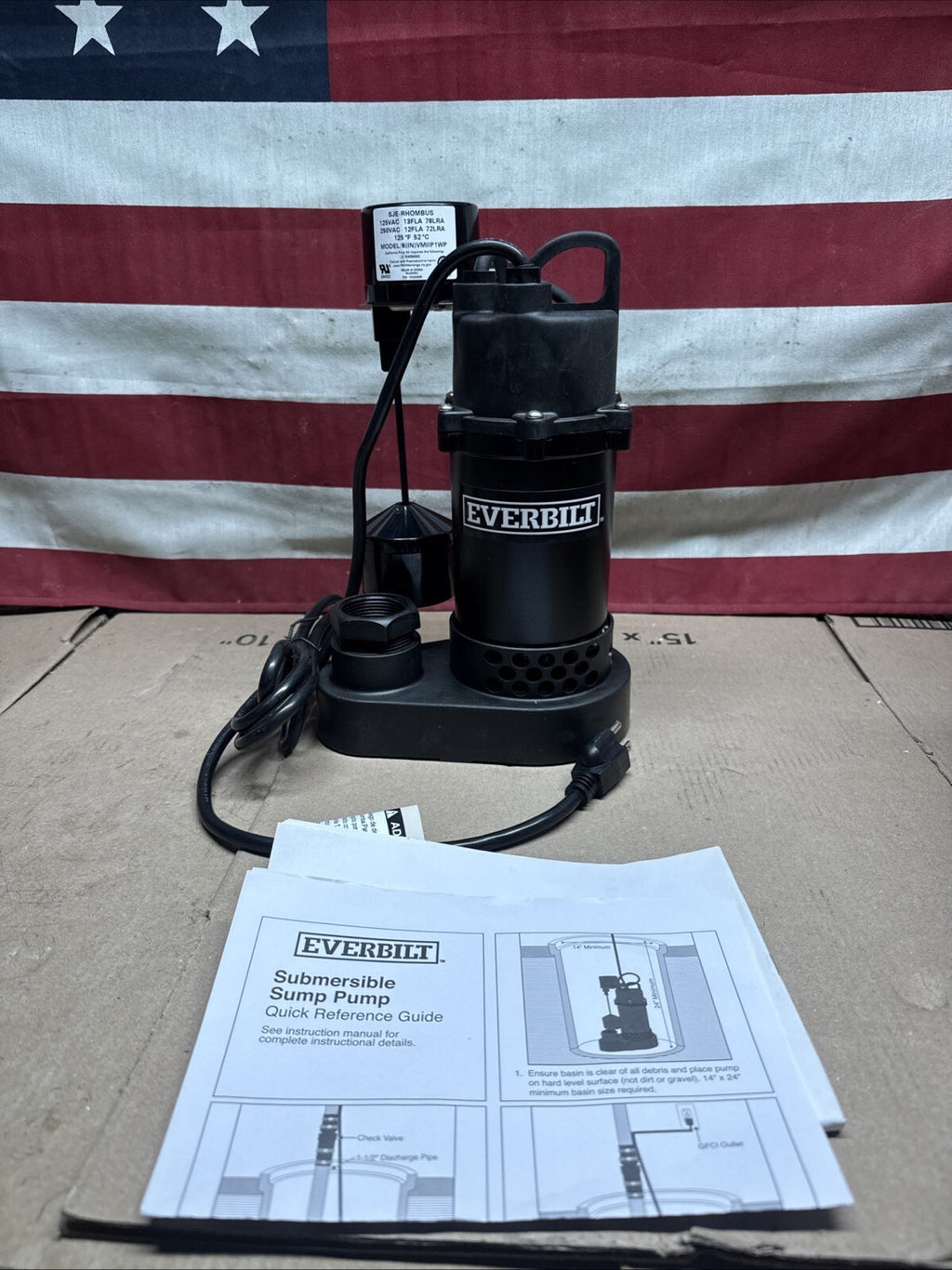 Everbilt HDSP25V 1/4 HP Aluminum Submersible Sump Pump Vertical Switch Open Box