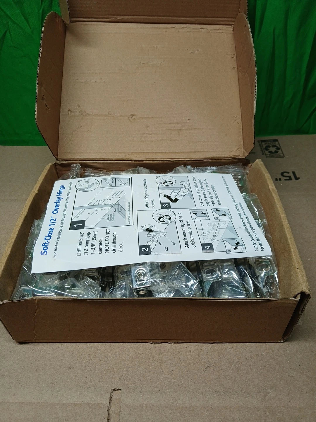20 Pack Soft Close Cabinet Door Hinges for 1/2" Partial Overlay Cupboard, 100 De