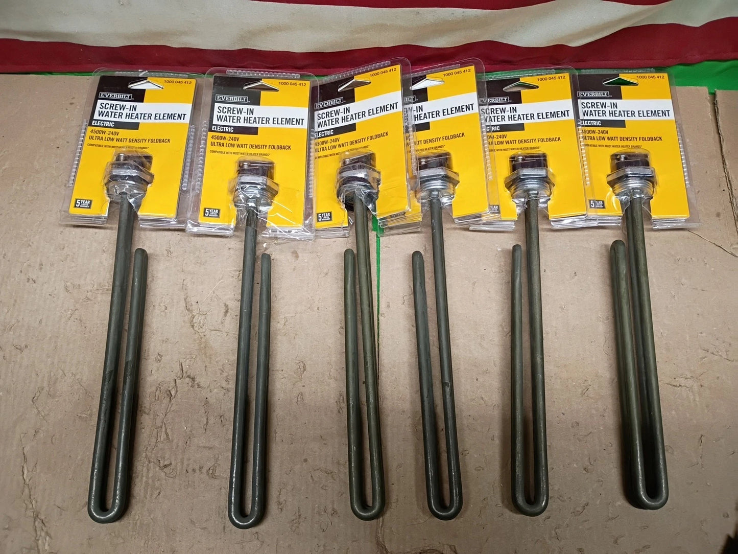 5pk Everbilt 4500W-240v Fold-Back Screw-In Alloy Water Heater Element Stainless