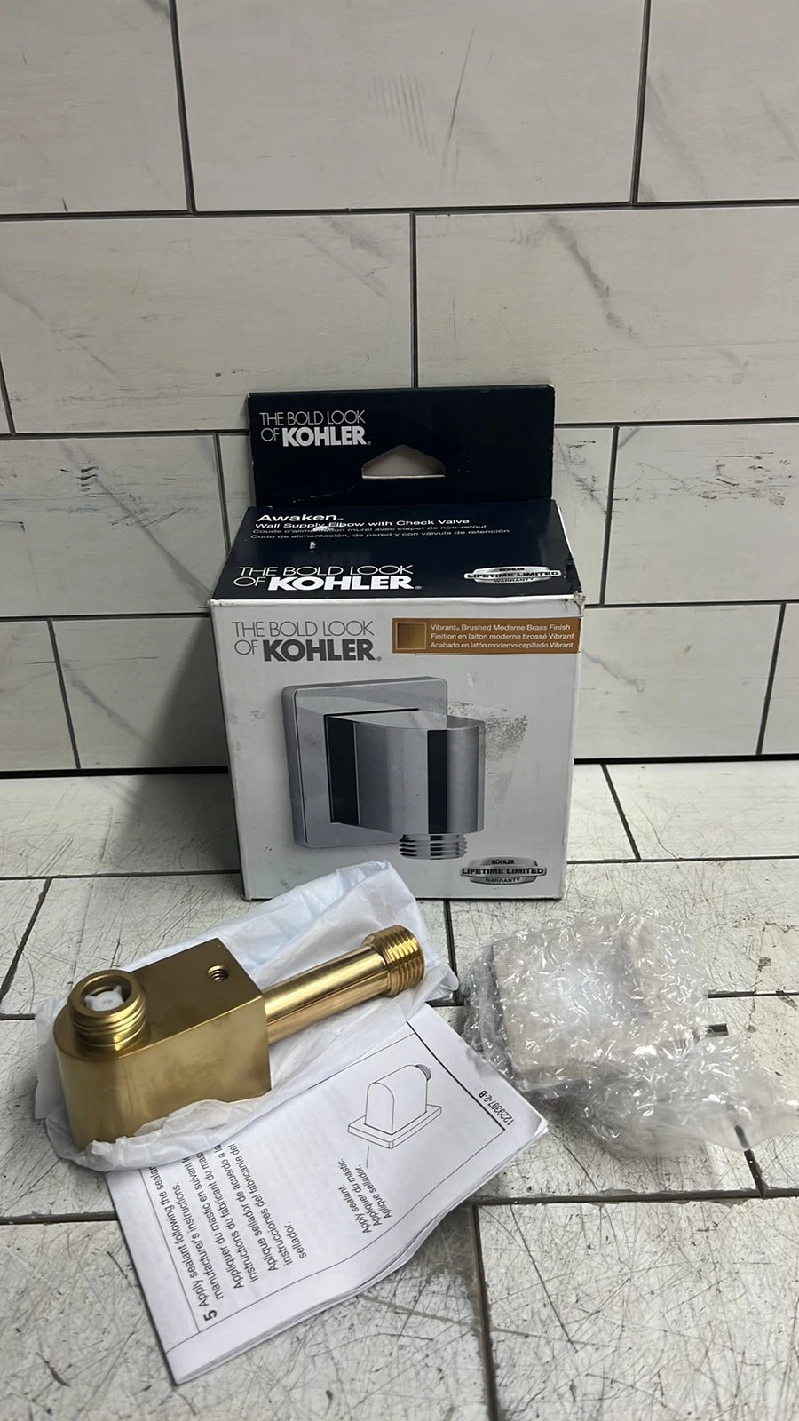 Kohler 98351-2MB Supply Elbow 1/2" Brass Check Valve-modern Brass open box