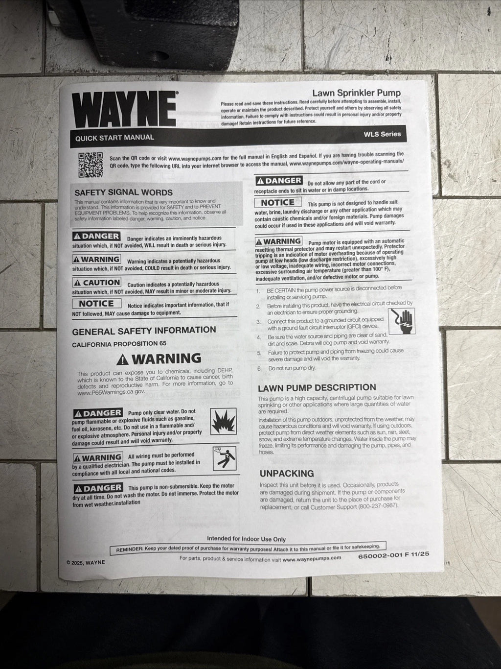 Wayne WLS200, 2 HP Permanent Lawn Irrigation Sprinkler Pump 240V Open Box