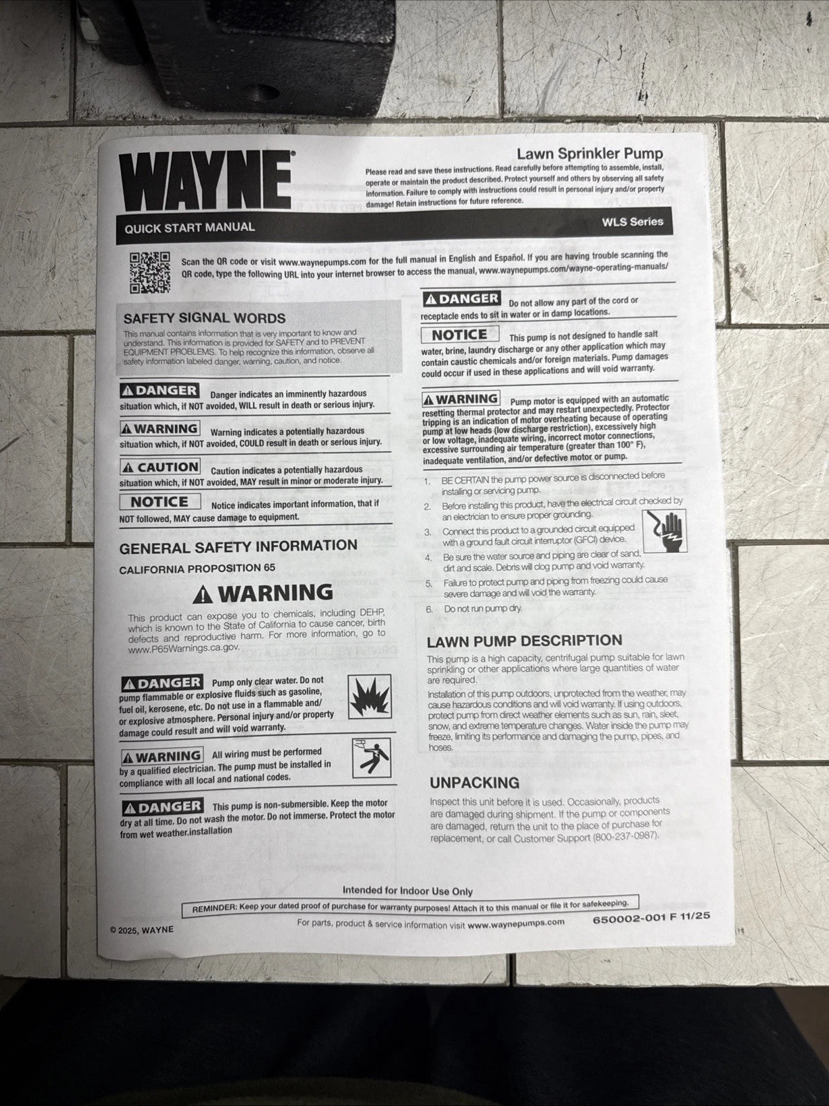 Wayne WLS200, 2 HP Permanent Lawn Irrigation Sprinkler Pump 240V Open Box
