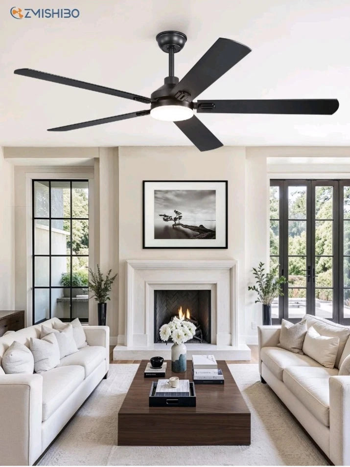 ZMISHIBO 60 Ceiling Fans with Lights Black Modern Ceiling Fan with Remote