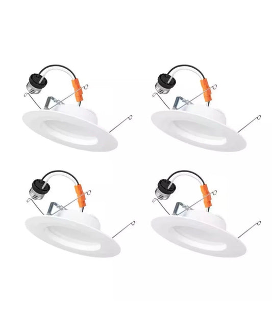 Commercial Electric 5/6" LED Recessed Retrofit Light Trim Selectable CCT 4-Pack.